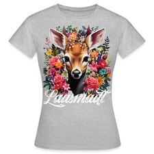 Lausmadl Reh Mit Blumen Dirndl Ersatz Frauen T-Shirt