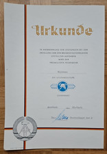 DDR Feuerwehr - Urkunde