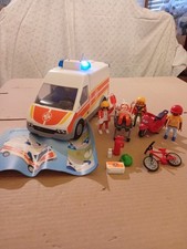 Playmobil Rettungswagen Licht&Sound Roller Fahrrad Unfall Viel Zubehör