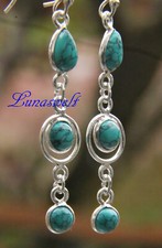 Sehr schöne Ohrringe mit Türkis 50 mm lang Silber Sterlingsilber