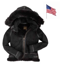 Bomber B3 Leder Frau Kapuze