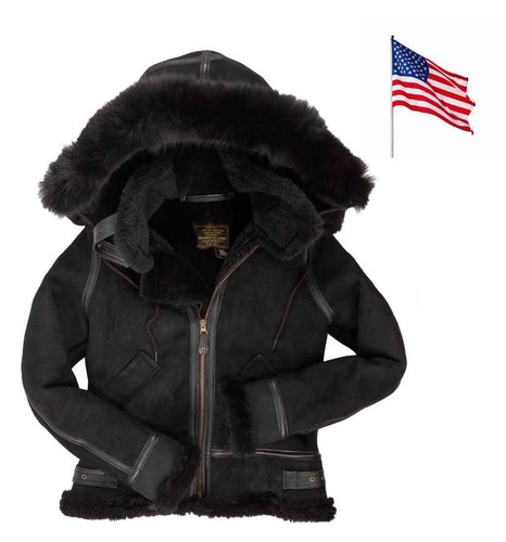 Bomber leder frau kapuze - b3,