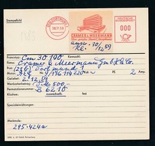 S5383) Francotyp AFS Stammkarte Dortmund 1959 Cramer & Meermann Textil-Kaufhaus