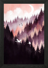 Misty pines gerahmtes wandbild - gerahmtes,