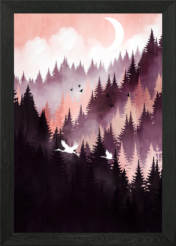 Misty pines gerahmtes - misty, wandbild