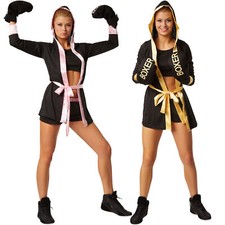 Frauenkostüm Boxerin mit Short Top Mantel mit Gürtel Boxer Sport Kostüm Karneval