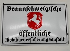 Emaille Schild Braunschweigische Versicherung Antik Email Werbung Alt