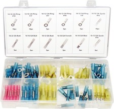 75 x Kabelschuhe-Sortiment Schrumpfverbinder Quetschverbinder ROT BLAU GELB