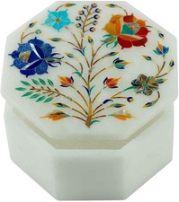 4 Zoll x 4 Zoll Vintage Schmuckschatulle, antike Schmuckschatulle, Marmor...