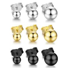 Kugel Ball Perlen Ohrstecker aus 925 Sterlingsilber - silber / gold / schwarz