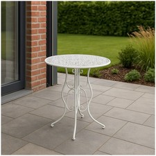 Gartentisch Lani Weiß Metalltisch nostalgisch Ø 60 cm Weiß HTI-Line