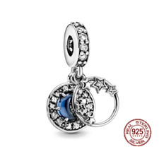 Charm Anhänger Charms Mond Sterne Zirkon 925 Silber