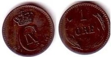 1 Öre Kupfer Münze Dänemark