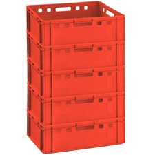 5x Fleischerkiste E2 Metzgerkiste rot Fleischkiste Stapelkiste Lagerkiste HDPE