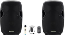 Mobiles 15" Akku-Gesangsanlage Stereo-Set mit 2 Mikrofonen für Veranstaltungen