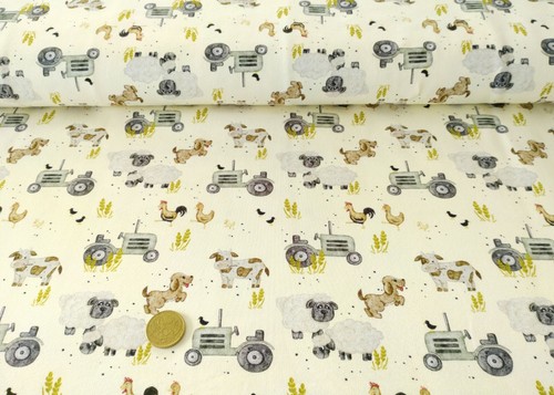 Happy farm ecru sweatstoff - ecru,