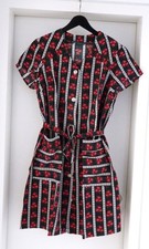 Kittelschürze Vintage 60er  ca. Gr. 44/L  Schurz Putzfrau Verkleidung Rosen BW