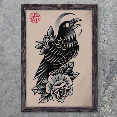Old school crow rose - &,