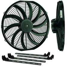 4 Metall-Laschen + 1x 12V Spal Lüfter 412mm VA18-AP71/LL-59A saugend 3430m³/h 