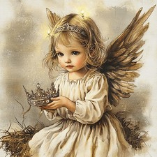 Wandbild Engel Krone Vintage