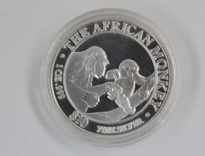 Somalia 10 Dollar 1999 Afrikanischer Affe African Monkey Silber 999 1 OZ