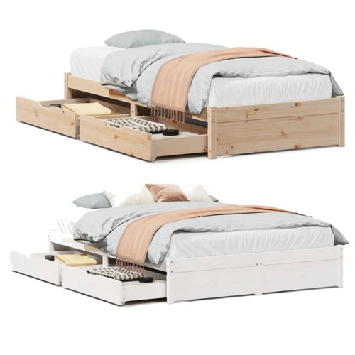 Massivholzbett mit schublade - mit,