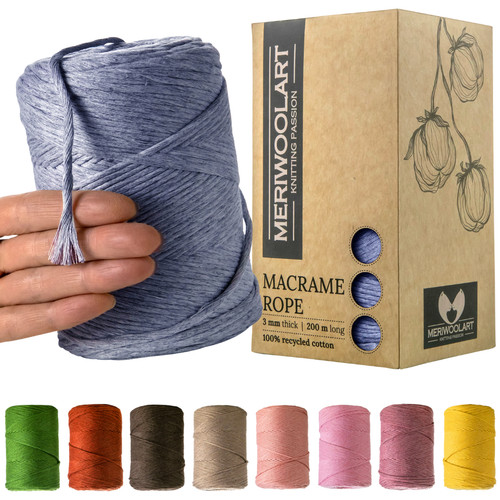 Meriwoolart makramee garn 3mm - meriwoolart,