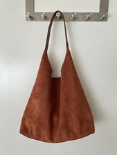 UNBENUTZT weiche Umhängetasche Wildlederoptik braun