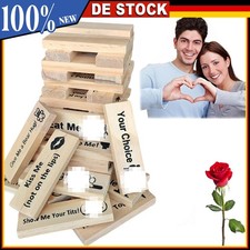 48x Stapeln Block Turm Spiel Datum Spielzeug Erwachsene Paare Holz Tumbling