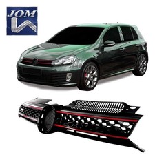 Sport Kühlergrill Waben schwarz glänzend Roter Rand paßt für VW Golf 6 VI 08-13