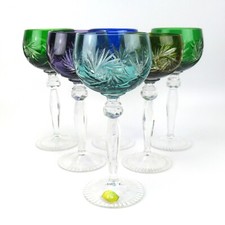 6x Jise-Kristall Römer Bleikristall Handgeschliffen Weinrömer Überfangglas