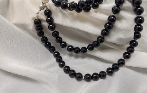Perlenkette onyx mit - onyx,