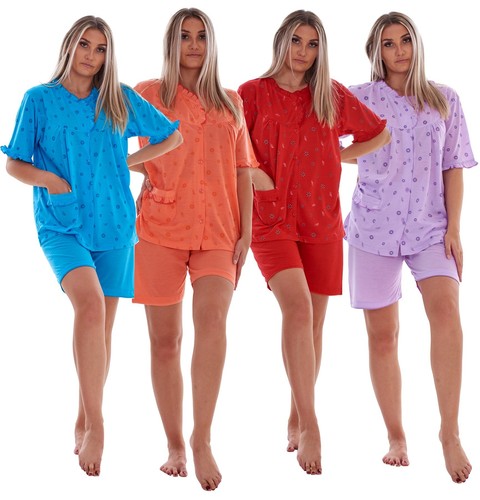 Damen blumen pyjama set shorts - blumen,