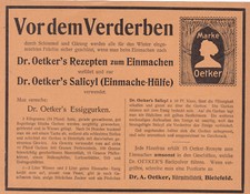 Dr. Oetker Werbung / Reklame 1910  Dr. A. Oetker -Fabrik - Bielefeld