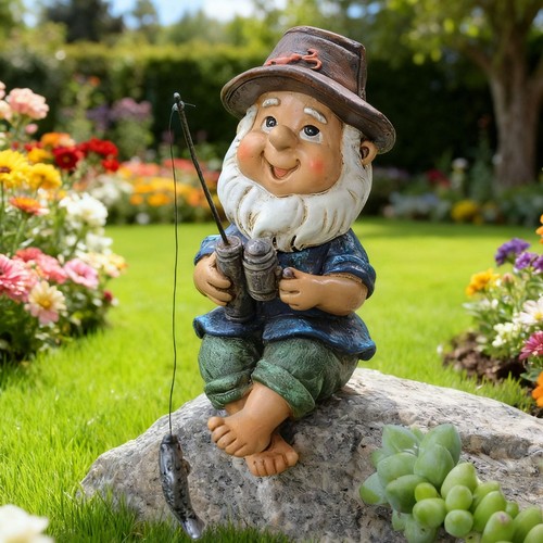 Gartenzwerg figur angeln harz - figur,