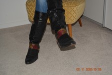 Stiefel Donna Carolina handbemalt Gr. 42,5 Made in Italy schwarz, hoher NP