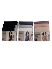 Esmara Unterhemden Damen 3 Stück Baumwolle Unterwäsche S M L Schwarz Blau Rosa