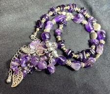 Halskette Collier Mit Anhänger Amethyst Edelstein Echt Handgefertigt