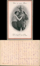 Militär & Soldatenleben: Soldat mit Pickelhaube und Frau (1. Weltkrieg) 1915
