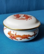 Deckeldose Dose Meißen Hofdrache Reicher Rot Gold Porzellan