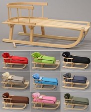 Holzschlitten mit Rückenlehne mit Winterfußsack Schlitten Holz Kinderschlitten