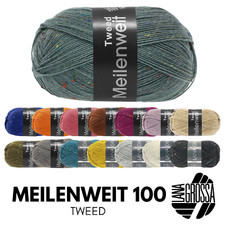 Lana Grossa MEILENWEIT 100 g TWEED 4-fach Sockenwolle gepunktet 420 m