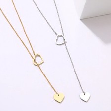 Halskette Doppel Herz Anhänger Gold Silber Liebe Geschenk Valentinstag Muttertag