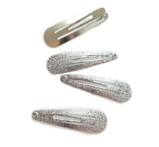 4 silberf Glitzer Haarclips