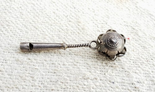 Antike silber baby rassel - antike,