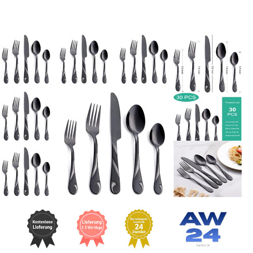 Schwarzes besteckset teilen - besteckset, 30