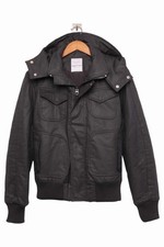 Xagon man Herren Lederjacke Schwarz Gr. 46/S Kapuze Freizeit Herbst Winter