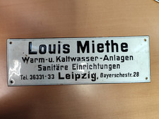 Emailschild Louis Miethe Leipzig Emailleschild Werbung Reklame gewölbt