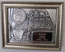 Zinnrelief zur Geburt oder