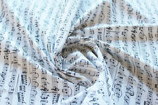 Baumwollstoff  3,70€/m²   weiß, schwarze Noten DJ50